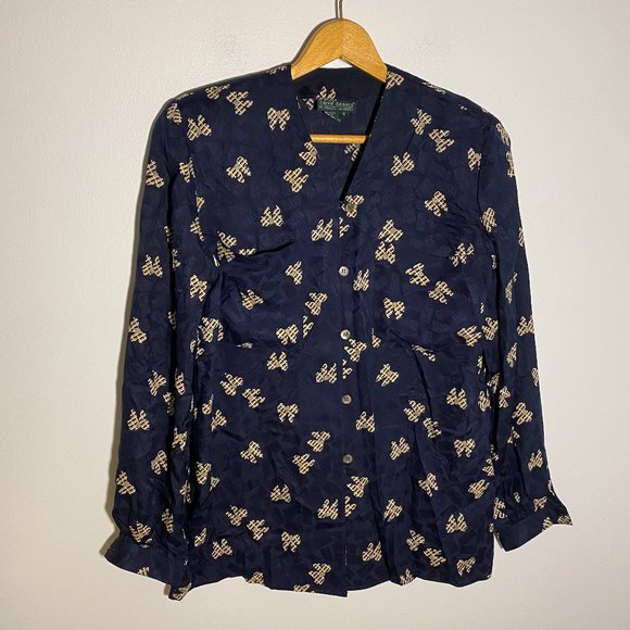 Harve Benard Pure Silk Button Up Long Sleeve Blouse - Picture 1 of 9